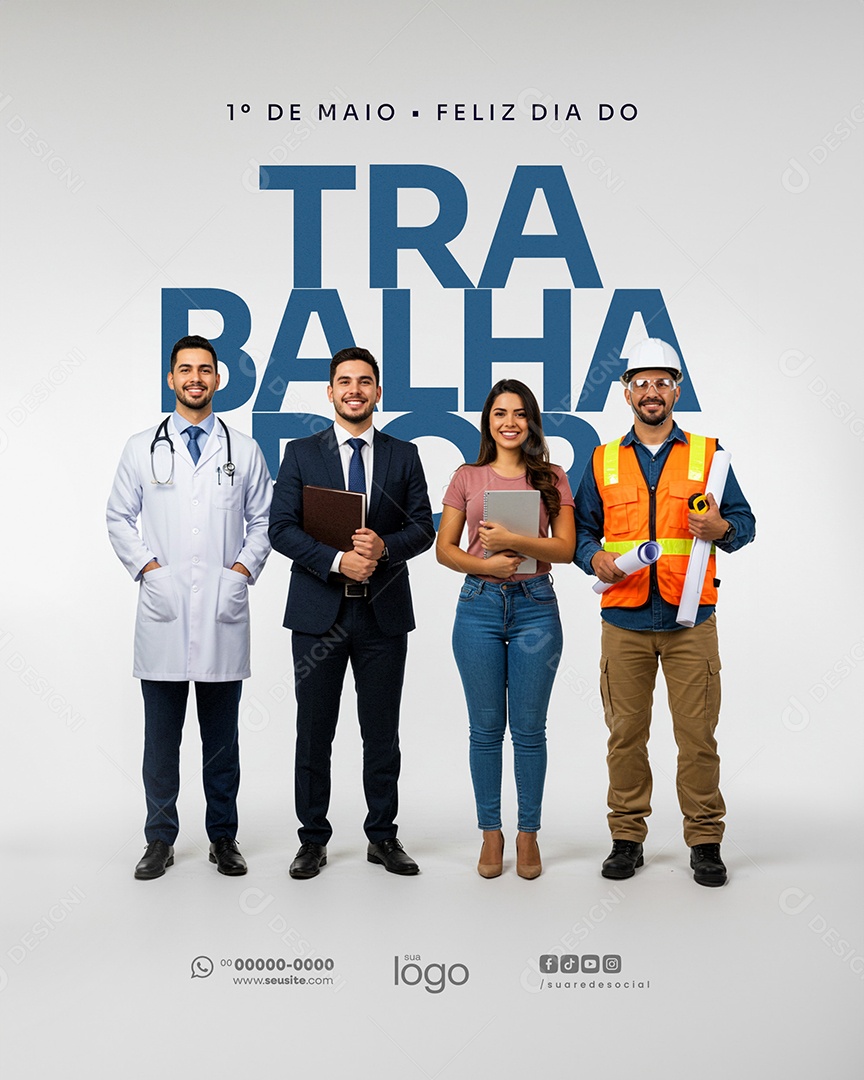 Feliz Dia Do Trabalhador 01 de Maio Social Media PSD Editável