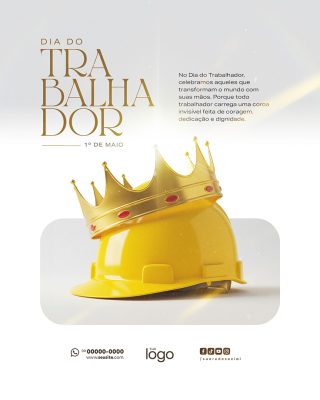 Feliz Dia Do Trabalhador 01 de Maio Social Media PSD Editável