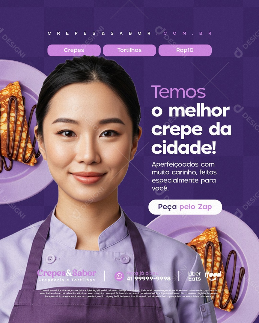 Creperia Temos o Melhor Crepe da Cidade Social Media PSD Editável