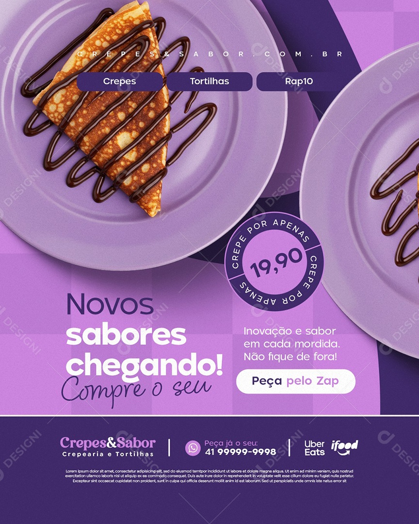 Creperia Novos Sabores Chegando Compre o Seu Social Media PSD Editável