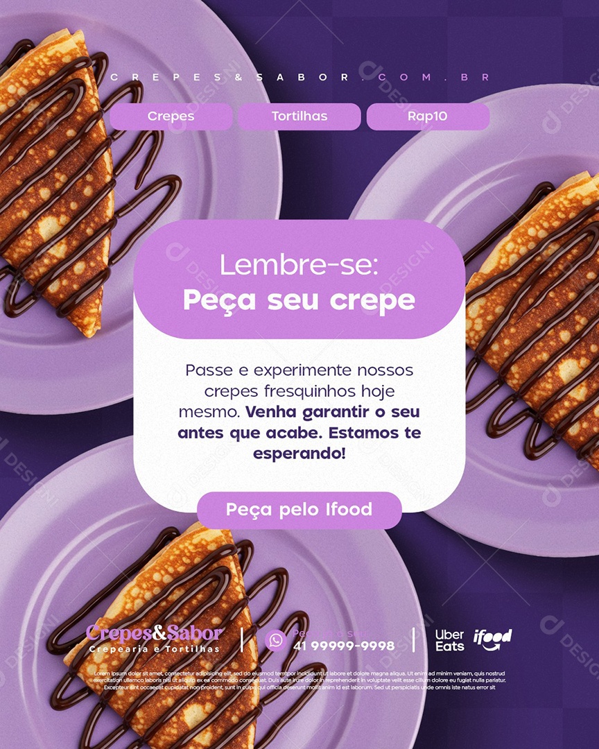 Creperia Lembre-Se Peça seu Crepe Social Media PSD Editável