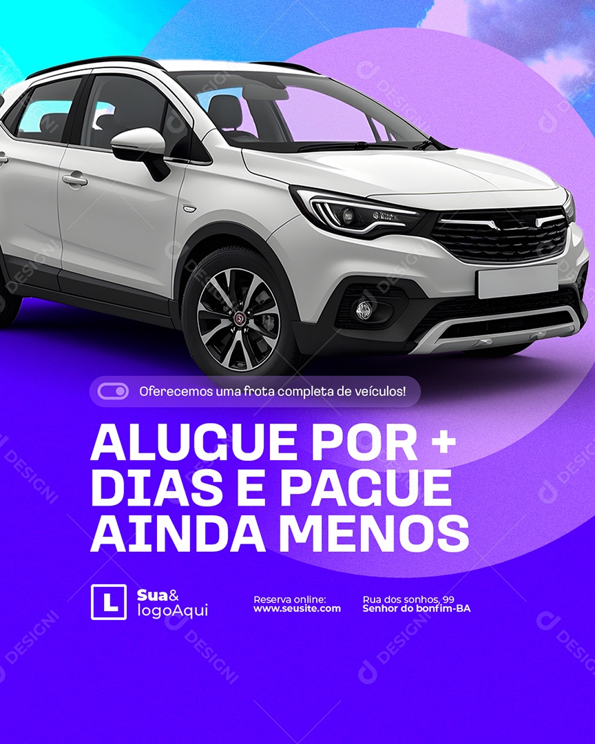 Locação Alugue Por Mais Dias e Pague Ainda Menos Social Media PSD Editável