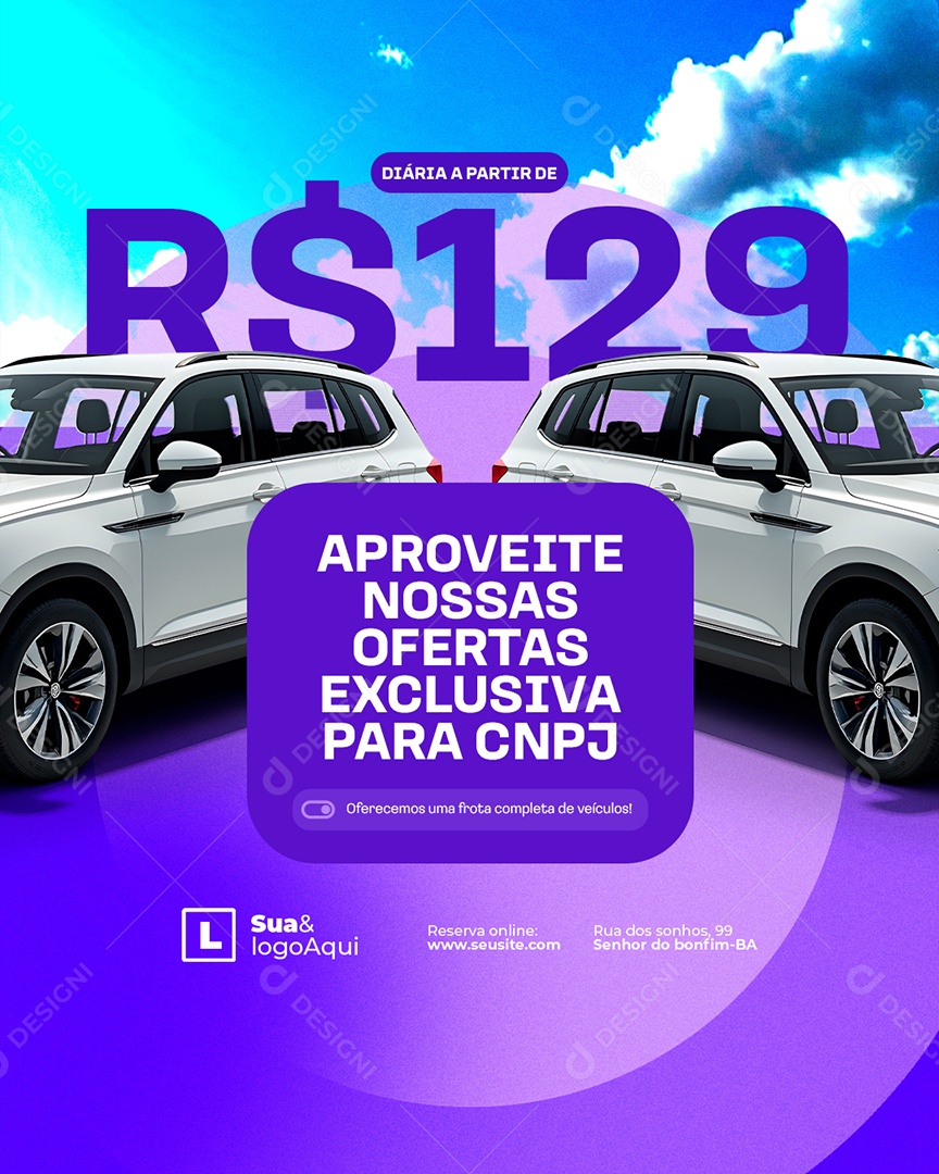 Locação Aproveite Nossas Ofertas Exclusiva para CNPJ Social Media PSD Editável