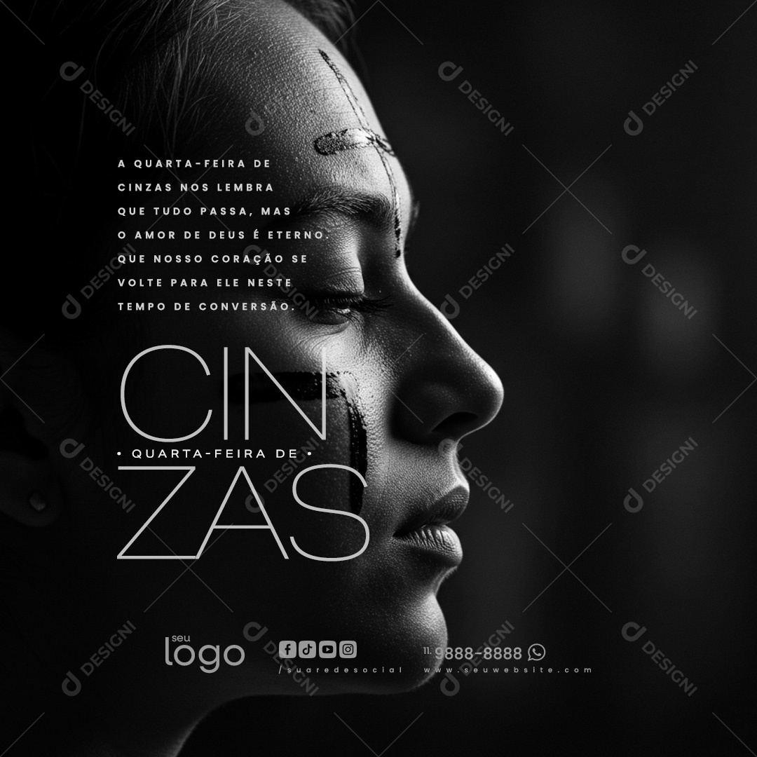 Quarta Feira de Cinzas Social Media PSD Editável