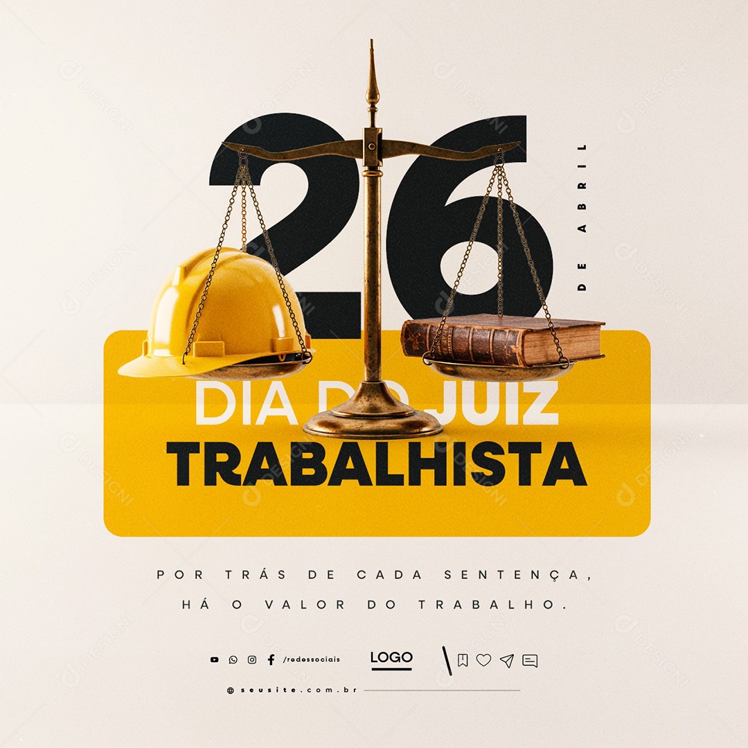 Social Media Dia do Juiz Trabalhista 26 de Abril PSD Editável