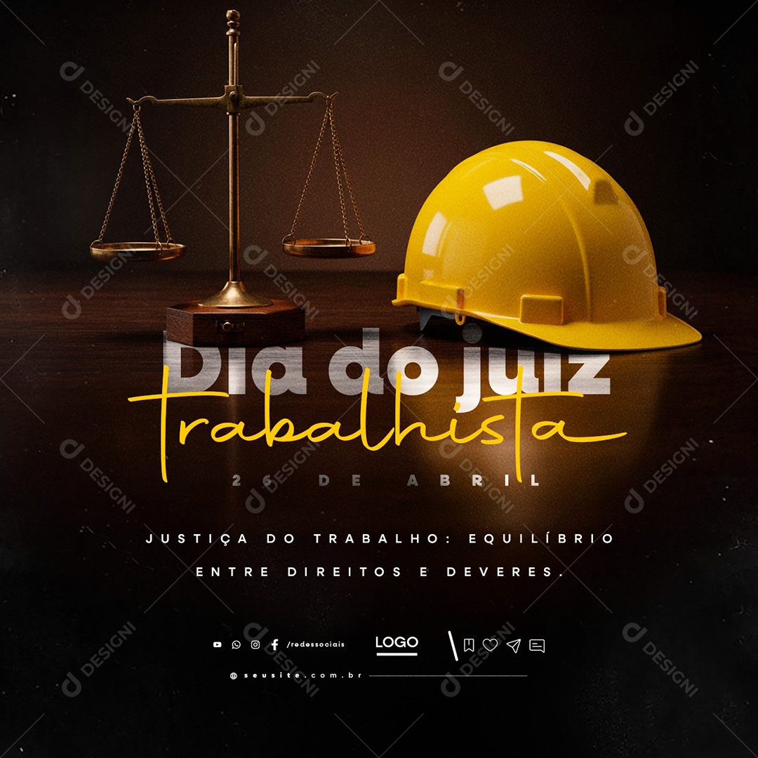 Dia do Juiz Trabalhista 26 de Abril Social Media PSD Editável