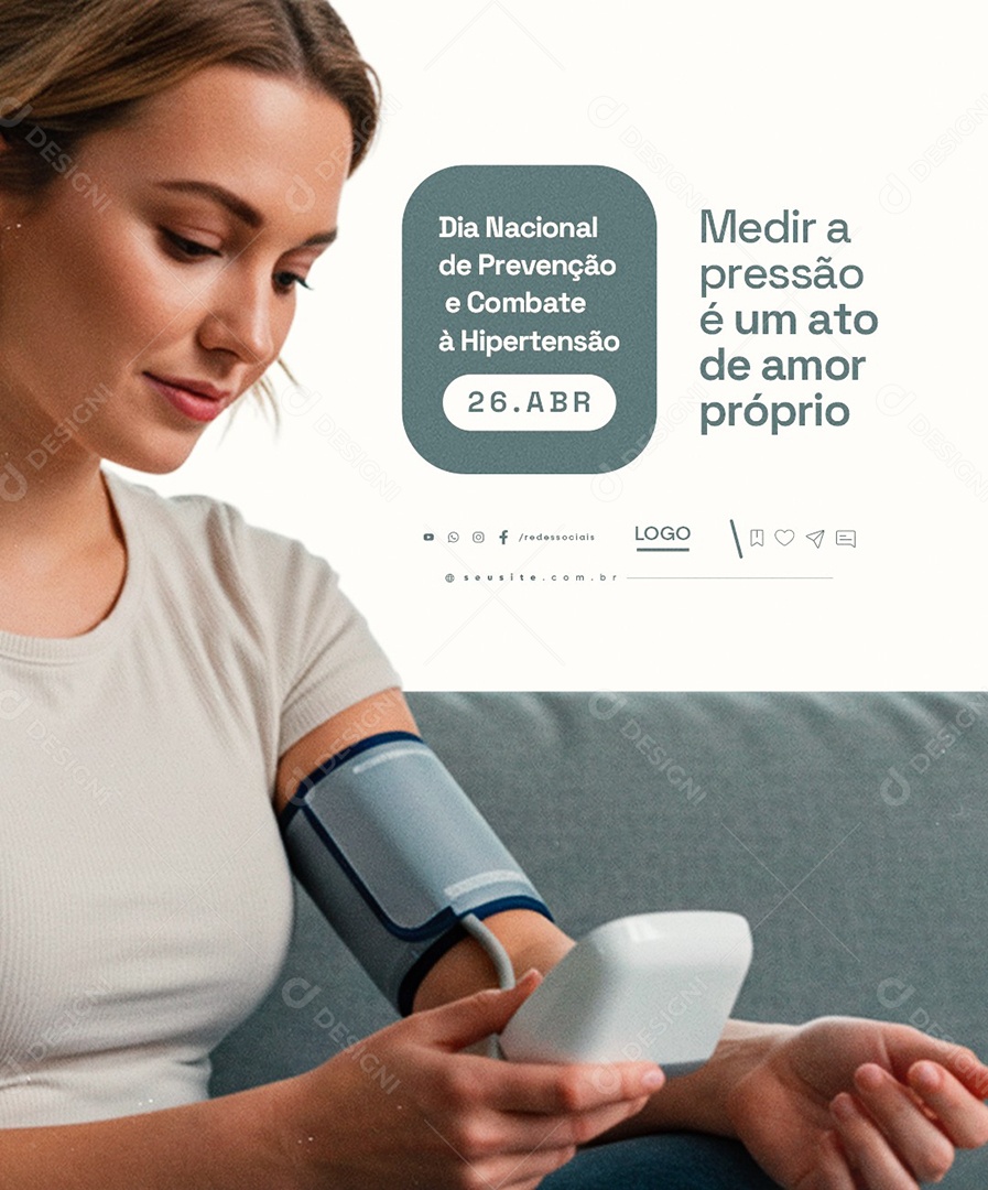 Dia Nacional de Prevenção e Combate à Hipertensão 26 de Abril Social Media PSD Editável