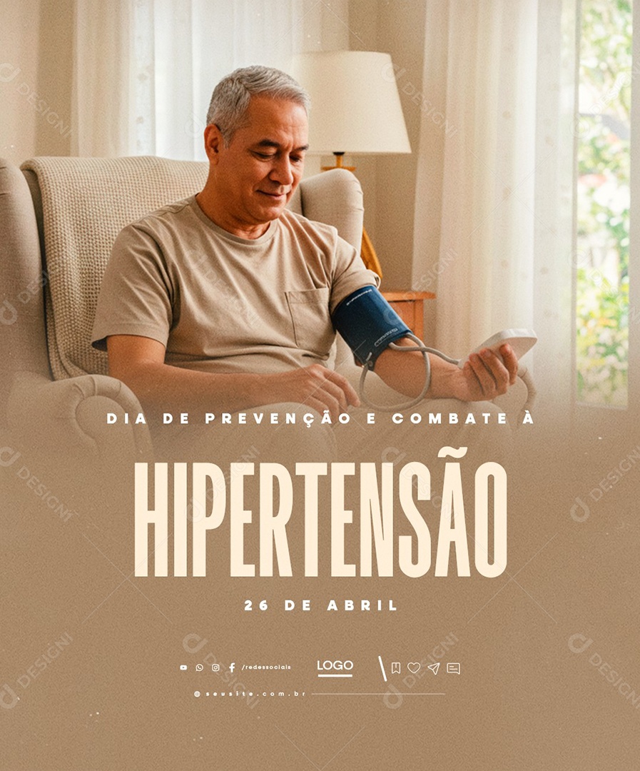Dia de Prevenção e Combate à Hipertensão 26 de Abril Social Media PSD Editável