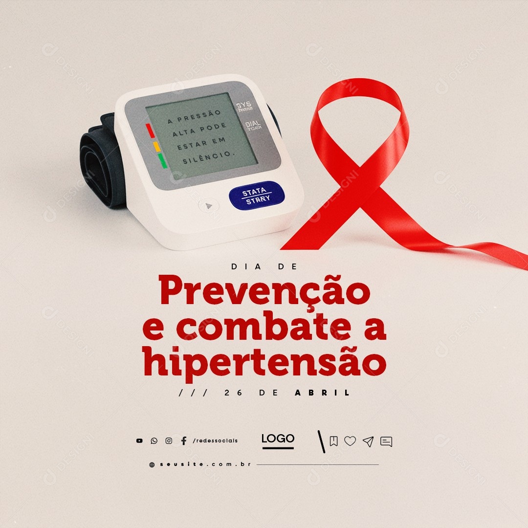 Dia de Prevenção e Combate à Hipertensão 26 de Abril Social Media PSD Editável