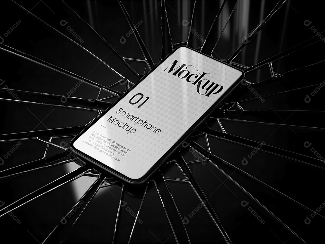 Celular com Vidro Quebrado Mockup PSD Editável