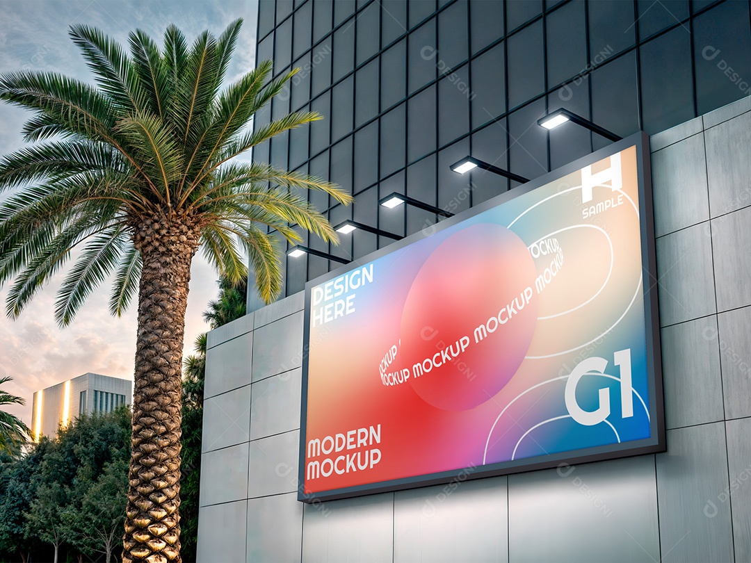 Outdoor na Parede Mockup PSD Editável