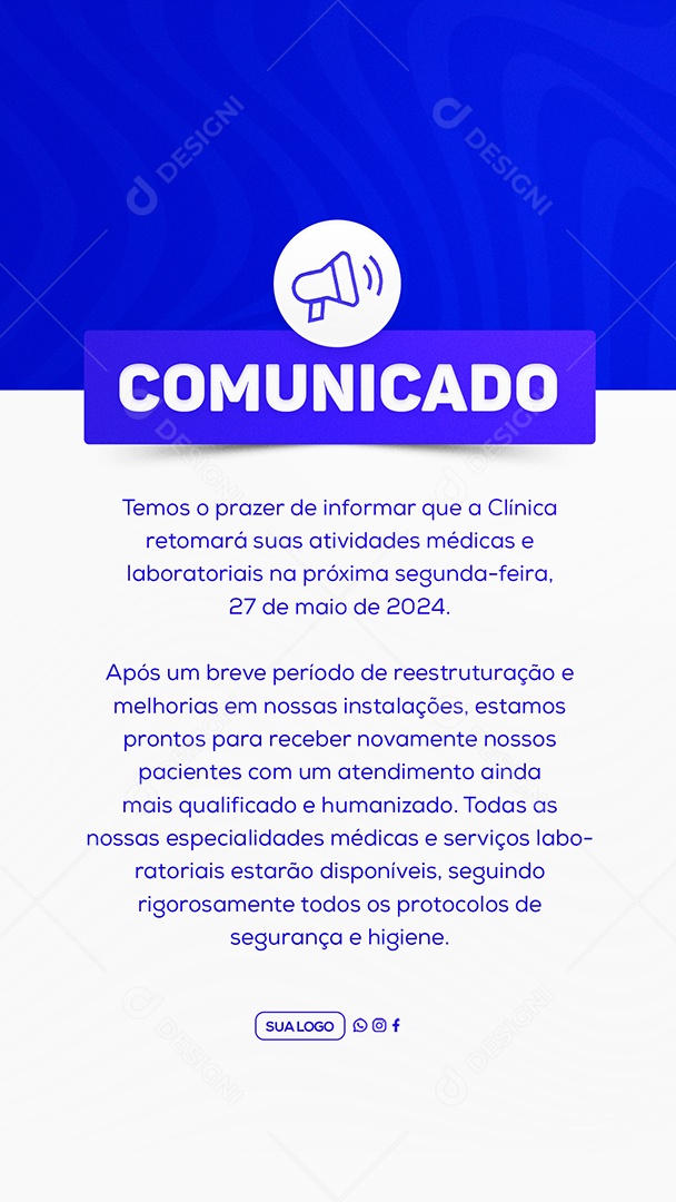Story Comunicado Importante Clinica Social Media PSD Editável