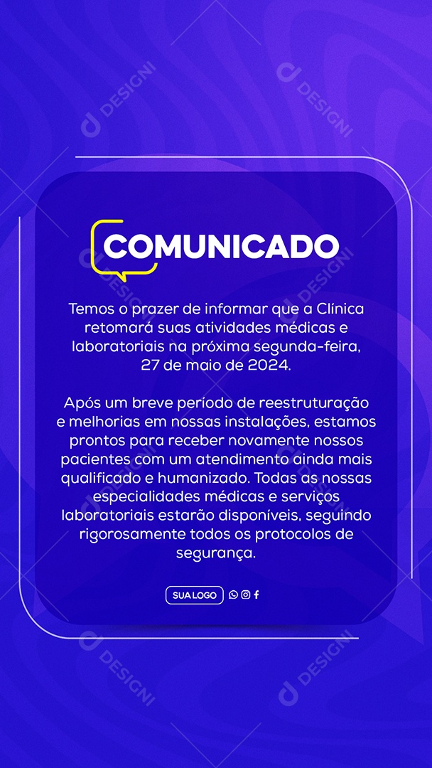 Story Comunicado Importante Clinica Social Media PSD Editável