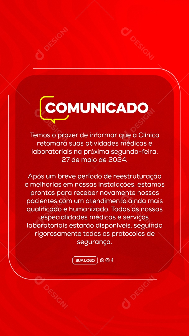 Story Comunicado Importante Clinica Social Media PSD Editável