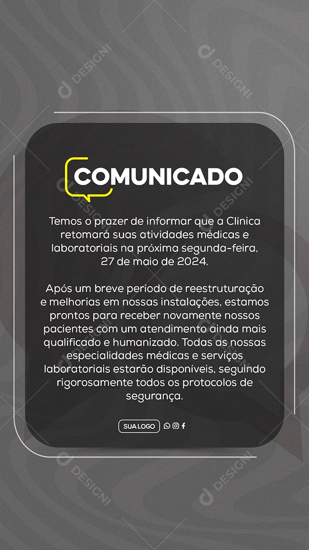 Story Comunicado Importante Clinica Social Media PSD Editável