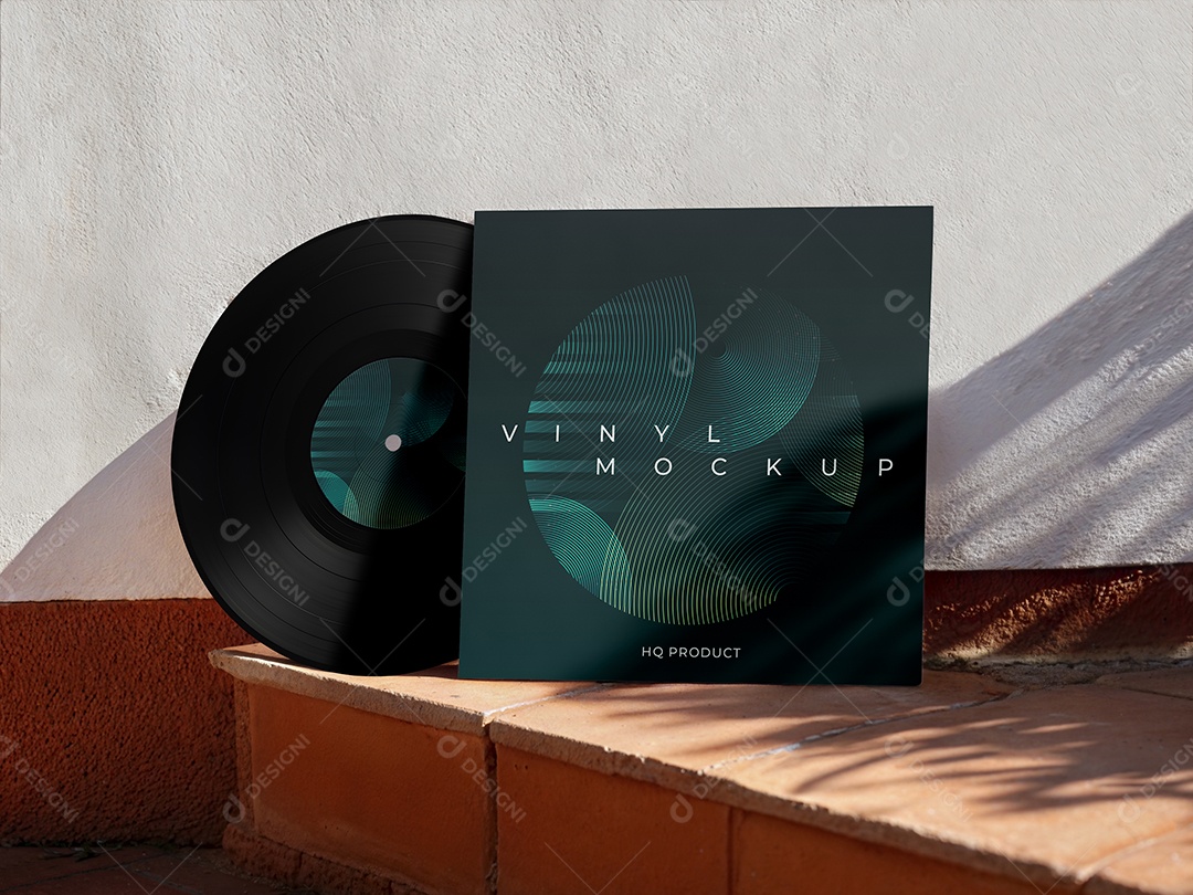 Mockup Disco de Vinil PSD Editável