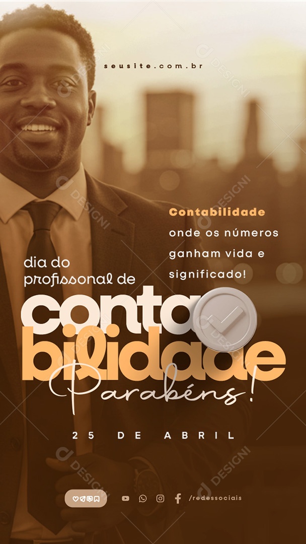 Story Dia do Profissional de Contabilidade 25 de Abril Parabéns Social Media PSD Editável