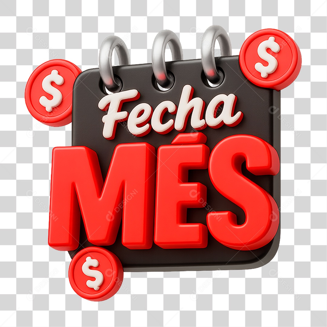 Selo 3D Fecha Mês PNG Transparente