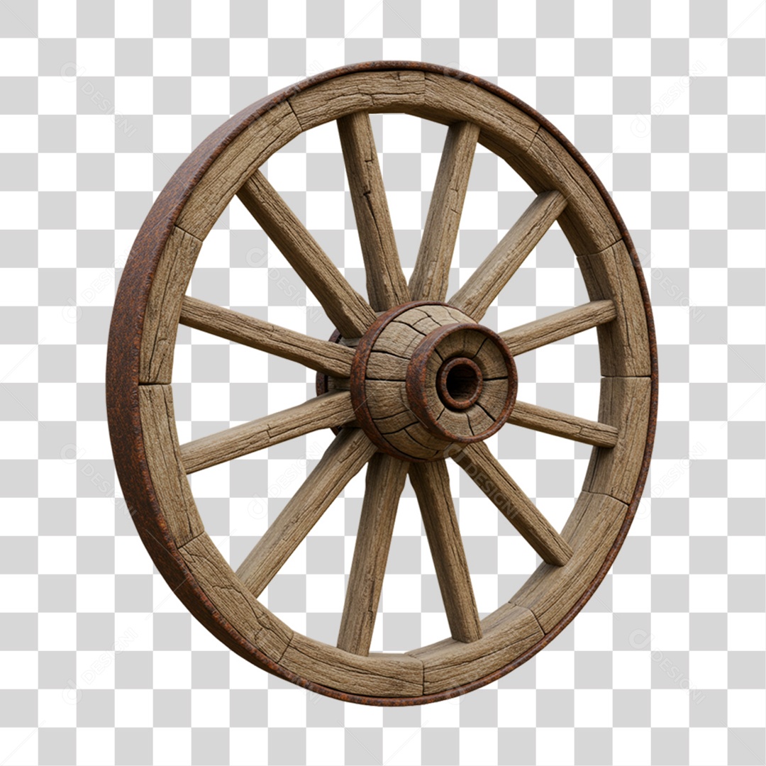 Roda de Madeira Festa Junina PNG Transparente