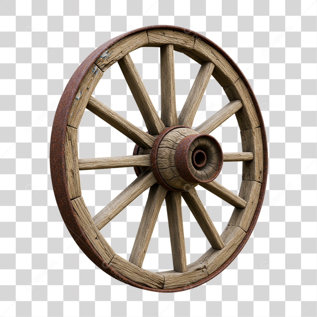 Roda de Madeira Festa Junina PNG Transparente