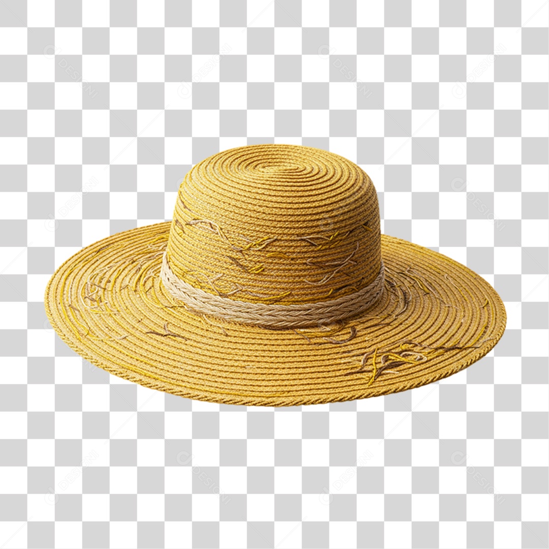 Chapéu de Palha Quadriculado Festa Junina PNG Transparente