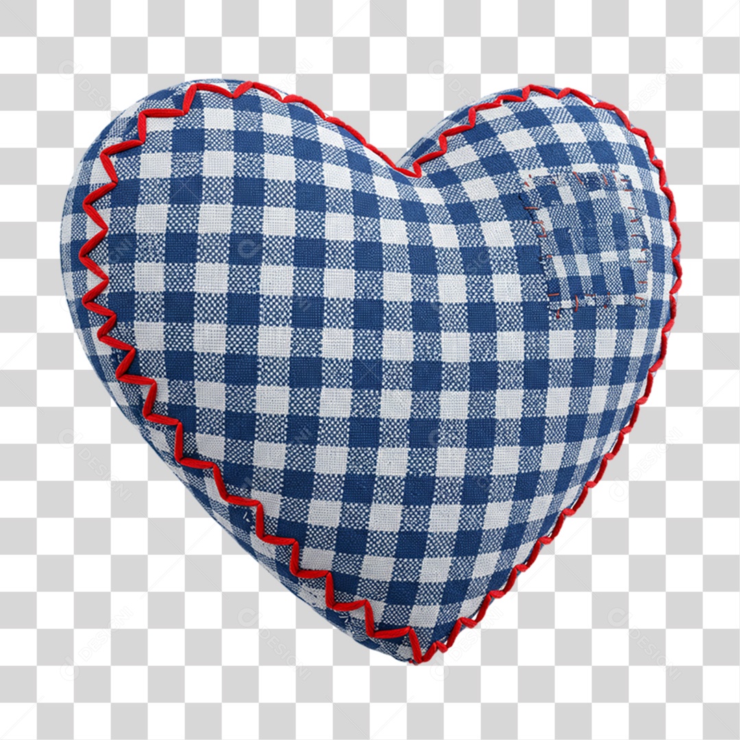Coração de Pano Quadriculado Festa Junina PNG Transparente