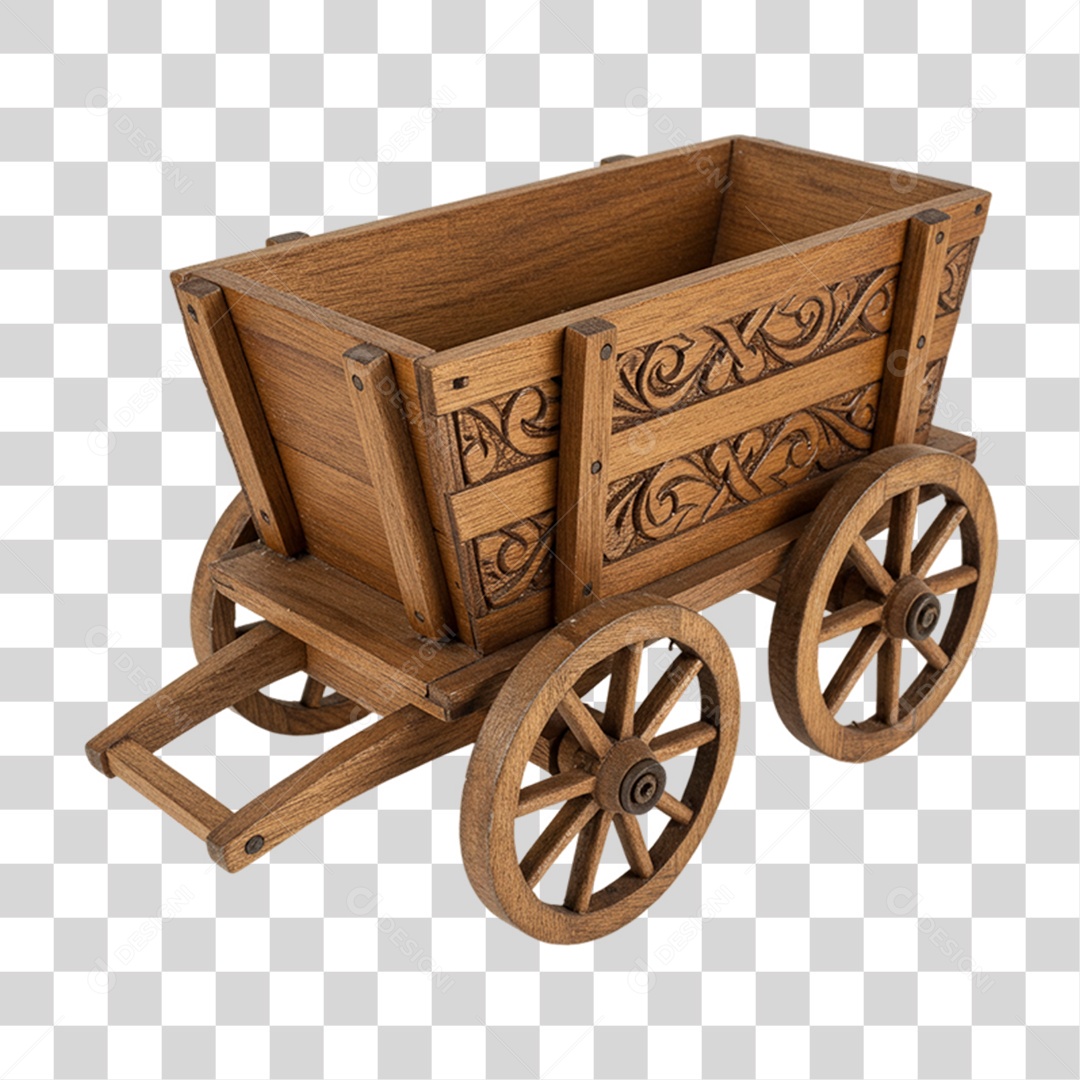 Carroça de Madeira em Miniatura  Enfeite de Festa Junina PNG Transparente