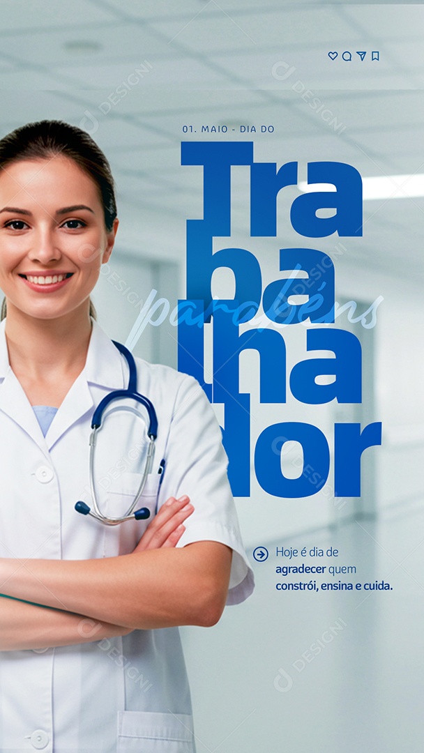 Story Feliz Dia Do Trabalhador 01 de Maio Social Media PSD Editável