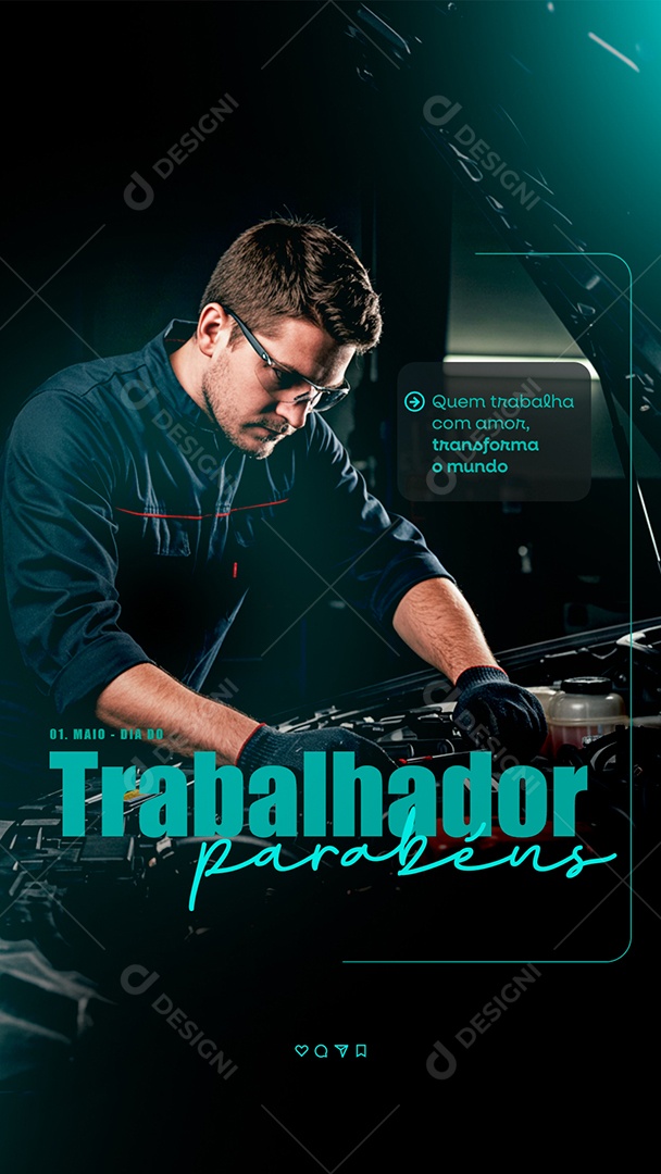 Story Feliz Dia Do Trabalhador 01 de Maio Social Media PSD Editável