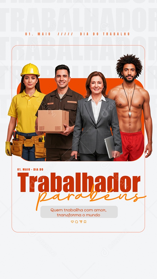 Story Feliz Dia Do Trabalhador 01 de Maio Social Media PSD Editável