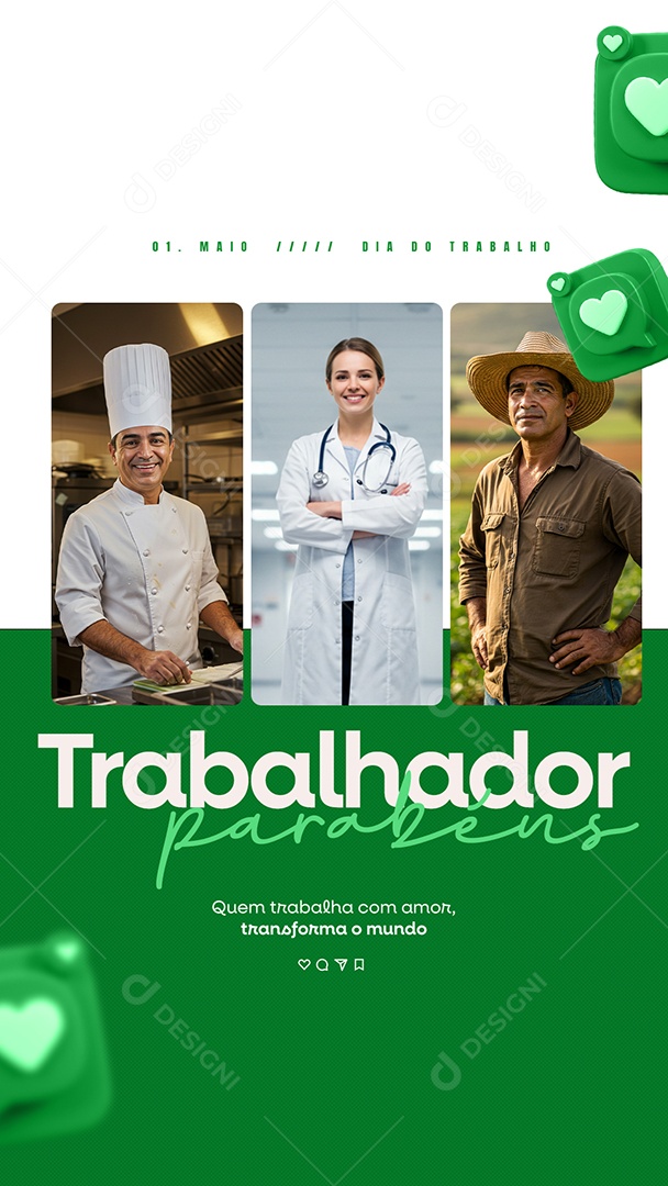 Story Feliz Dia Do Trabalhador 01 de Maio Social Media PSD Editável