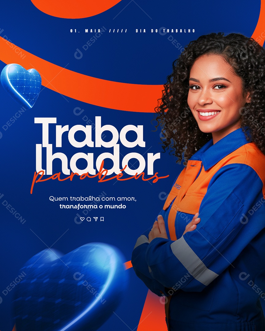 Feliz Dia Do Trabalhador 01 de Maio Social Media PSD Editável