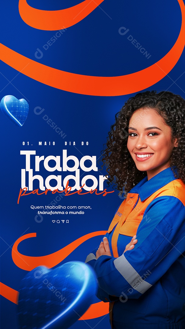 Story Feliz Dia Do Trabalhador 01 de Maio Social Media PSD Editável