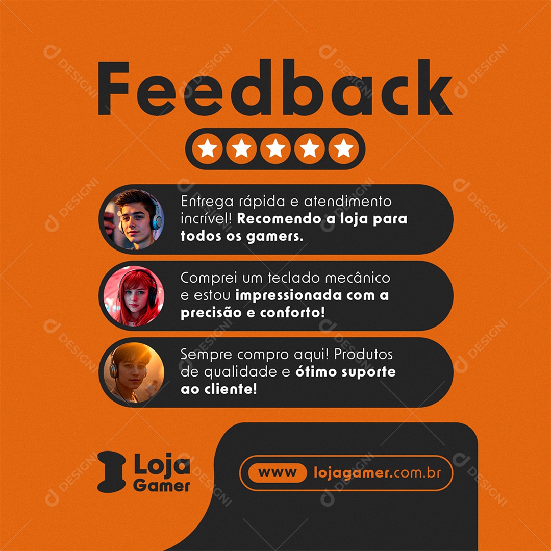 Loja Gamer Feedback Social Media DedDPSD Editável