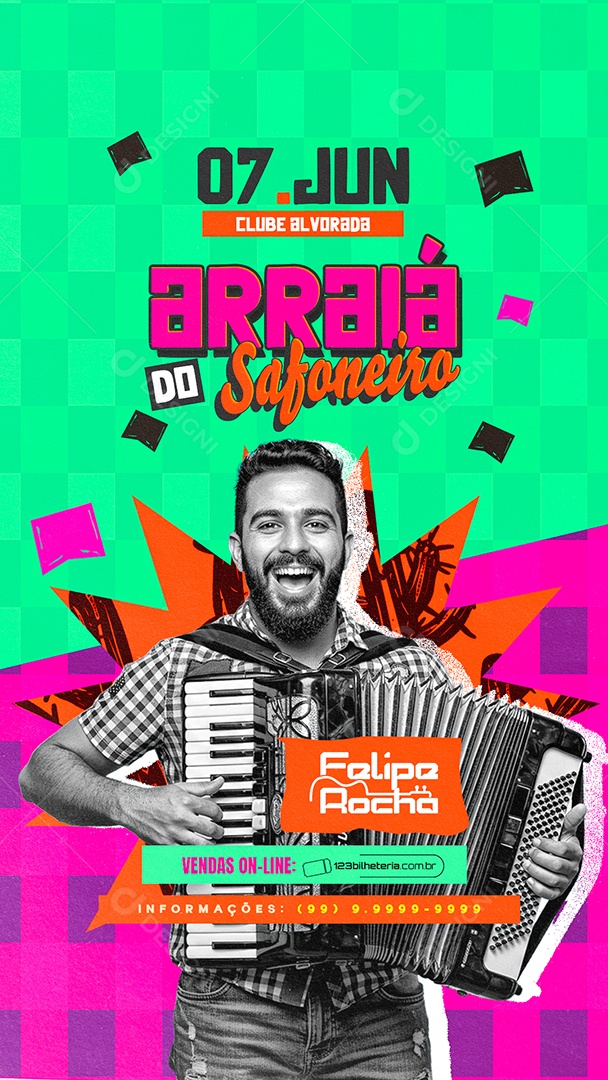 Story Flyer Arraiá do Safoneiro Social Media PSD Editável