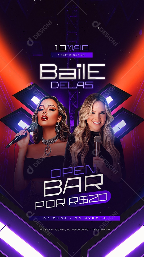 Story Flyer Baile Delas Open Bar Social Media PSD Editável