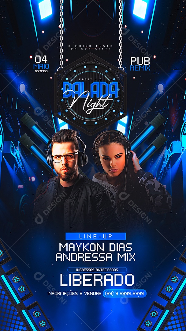 Story Flyer Próximos Shows Remix Social Media PSD Editável