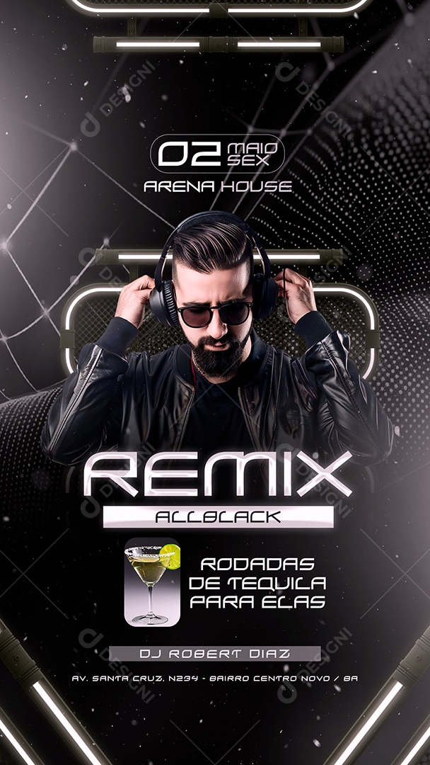 Story Flyer Próximos Shows Remix Social Media PSD Editável