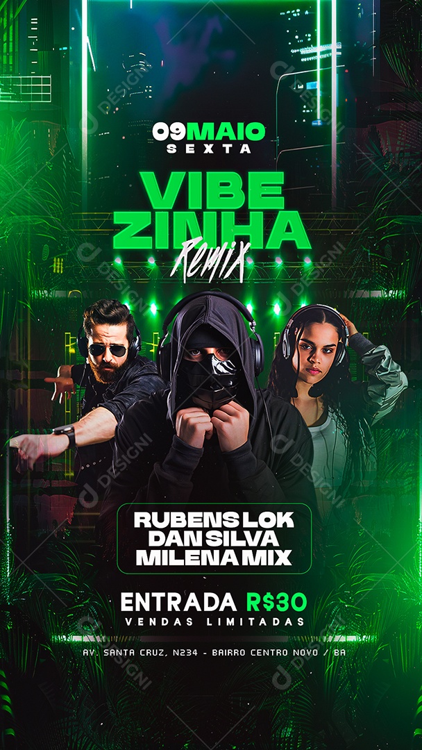 Story Flyer Vibezinha Remix Social Media PSD Editável