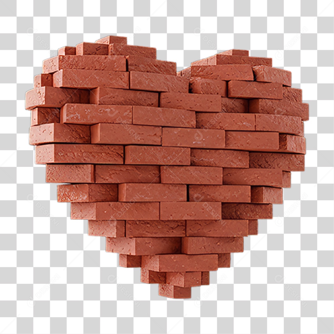 Dia do Trabalhador Coração Feito de Tijolos PNG Transparente