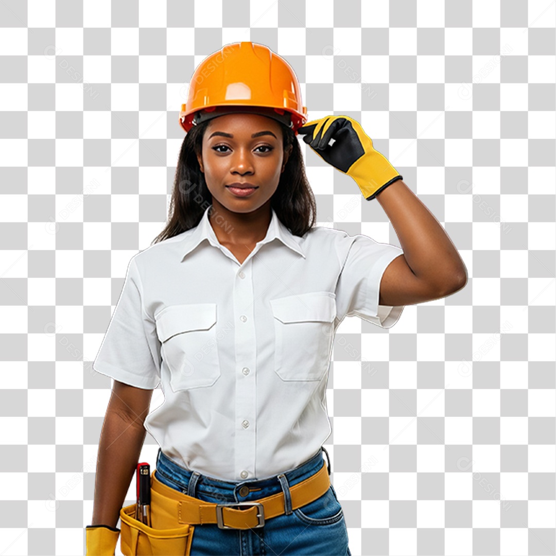 Dia do Trabalhador Mulher com Uniforme de Trabalho PNG Transparente