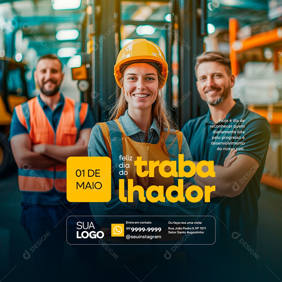 Feliz Dia Do Trabalhador 01 de Maio Social Media PSD Editável