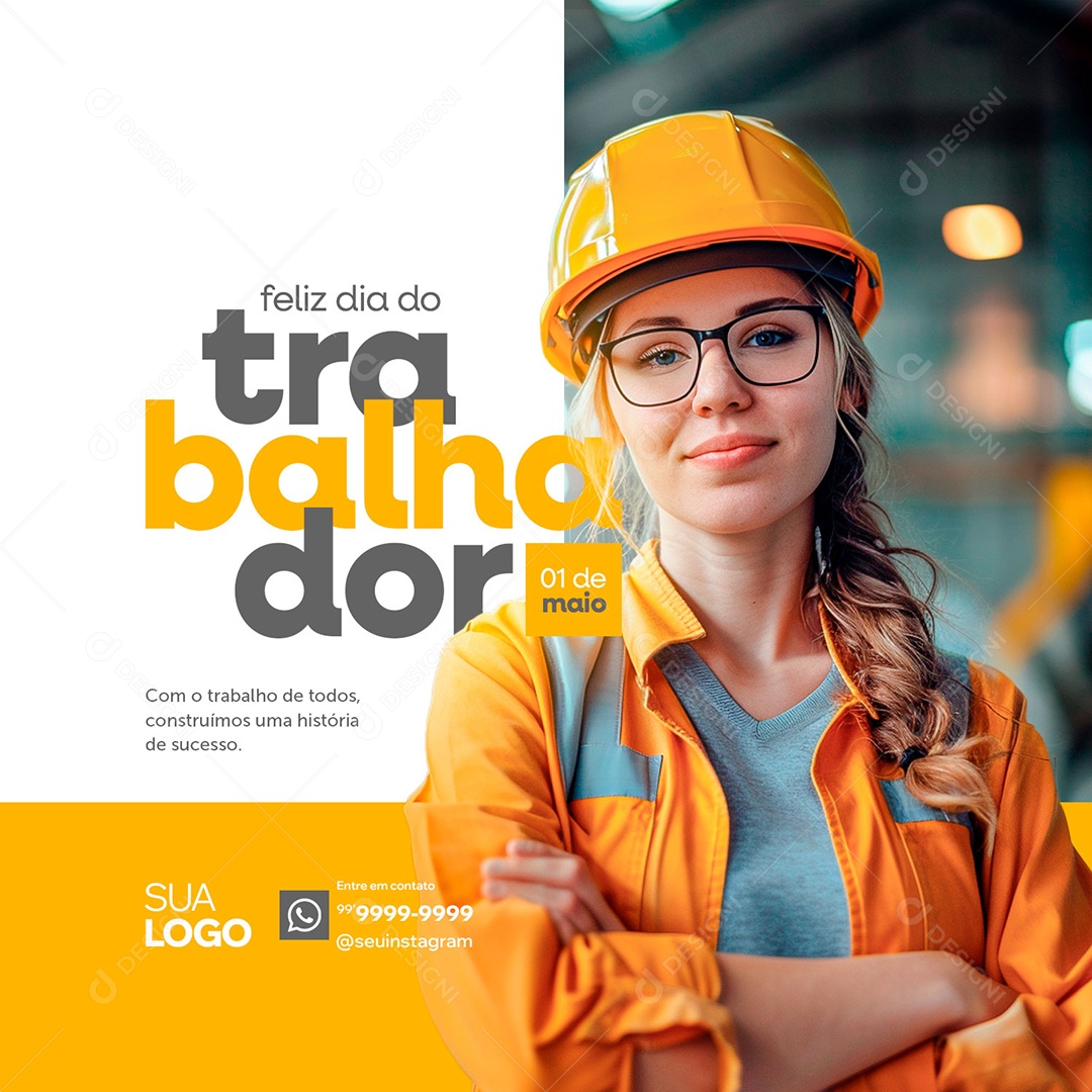 Feliz Dia Do Trabalhador 01 de Maio Social Media PSD Editável