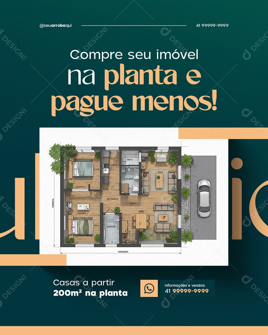 Lançamento Imobiliária Compre Seu Imóvel na Planta e Pague Menos Social Media PSD Editável