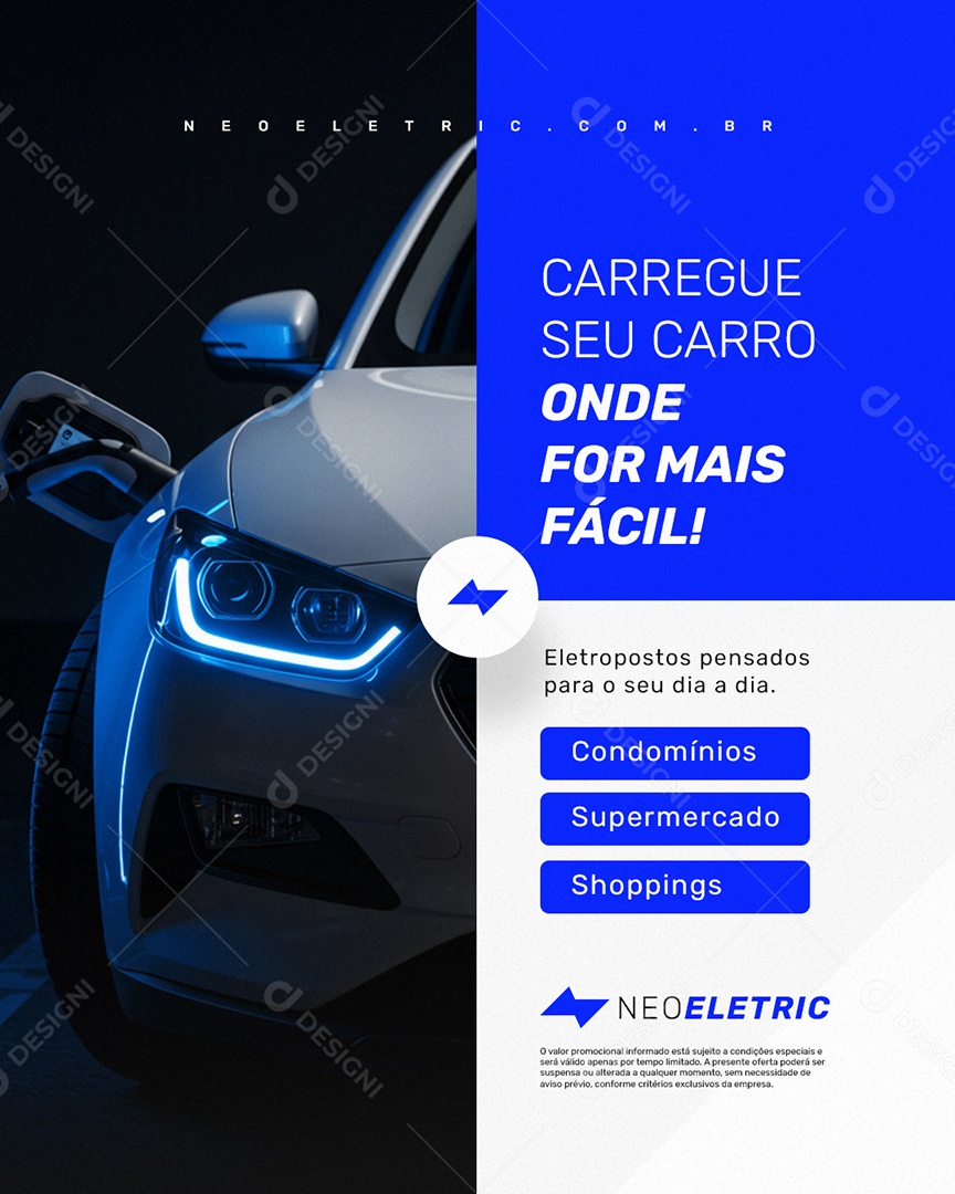Eletroposto Carregue seu Carro Onde For Mais Fácil Social Media PSD Editável