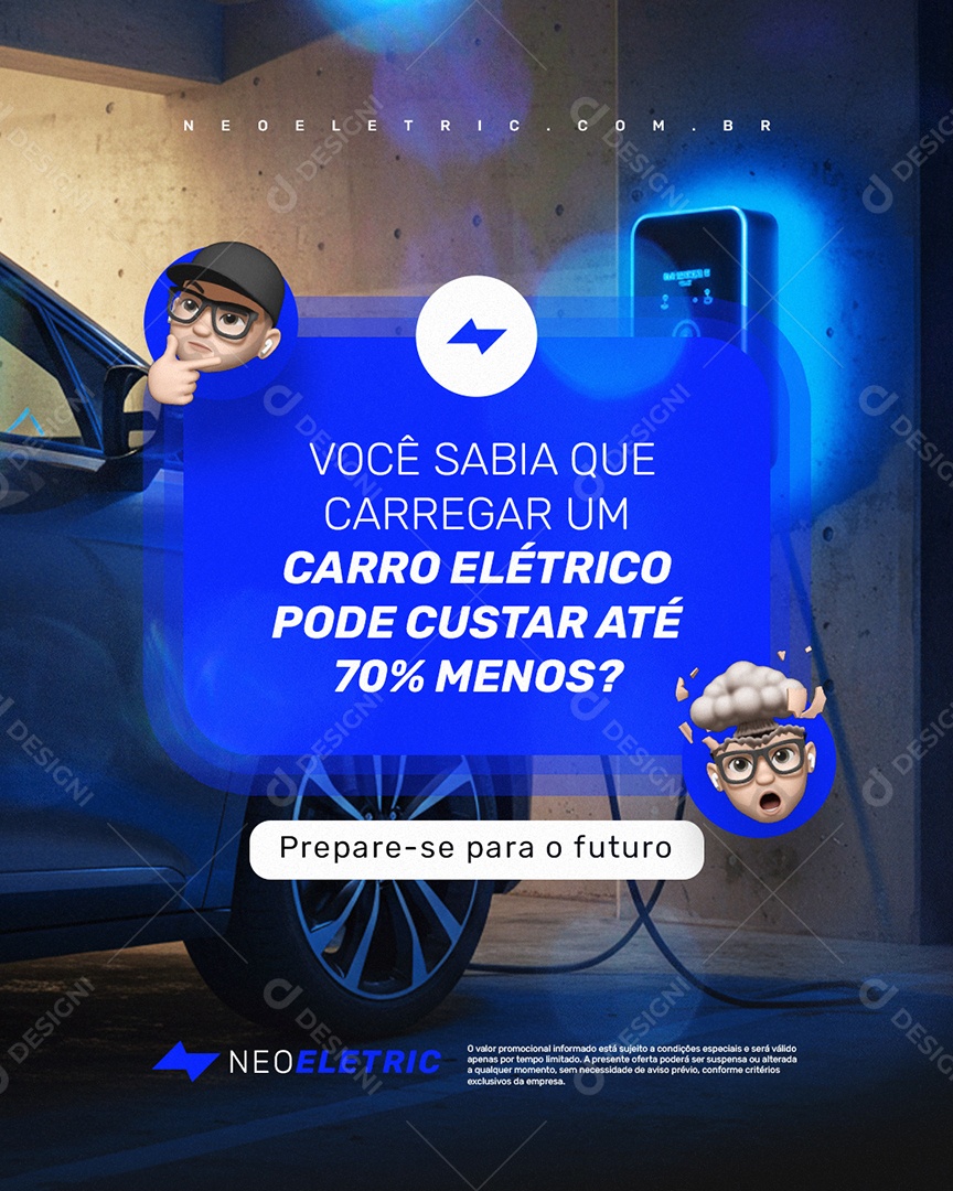 Eletroposto Prepare-Se para o Futuro Social Media PSD Editável