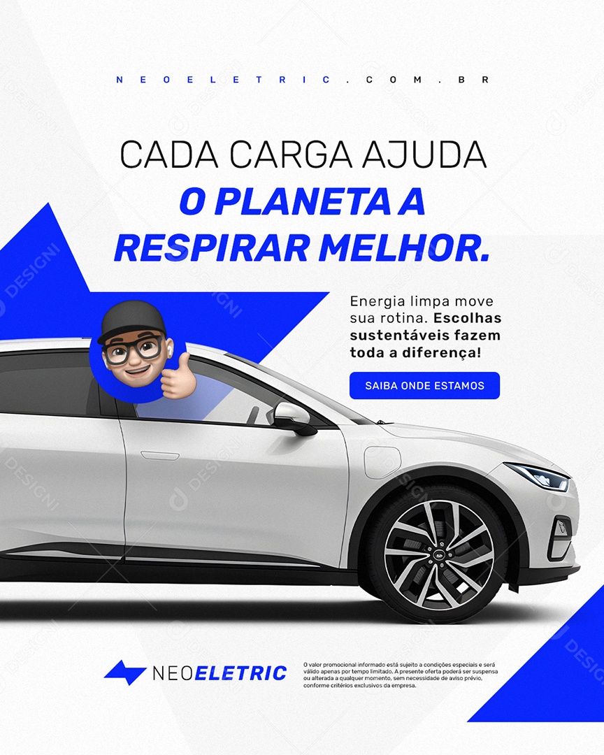 Eletroposto Cada Carga Ajuda o Planeta a Respirar Melhor Social Media PSD Editável