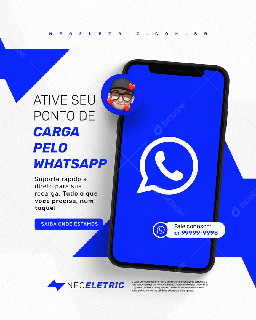 Eletroposto Ative seu Ponto de Carga pelo Whatsapp Social Media PSD Editável