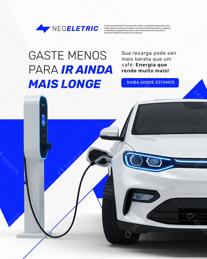 Eletroposto Gaste Menos para Ir Ainda Mais Longe Social Media PSD Editável