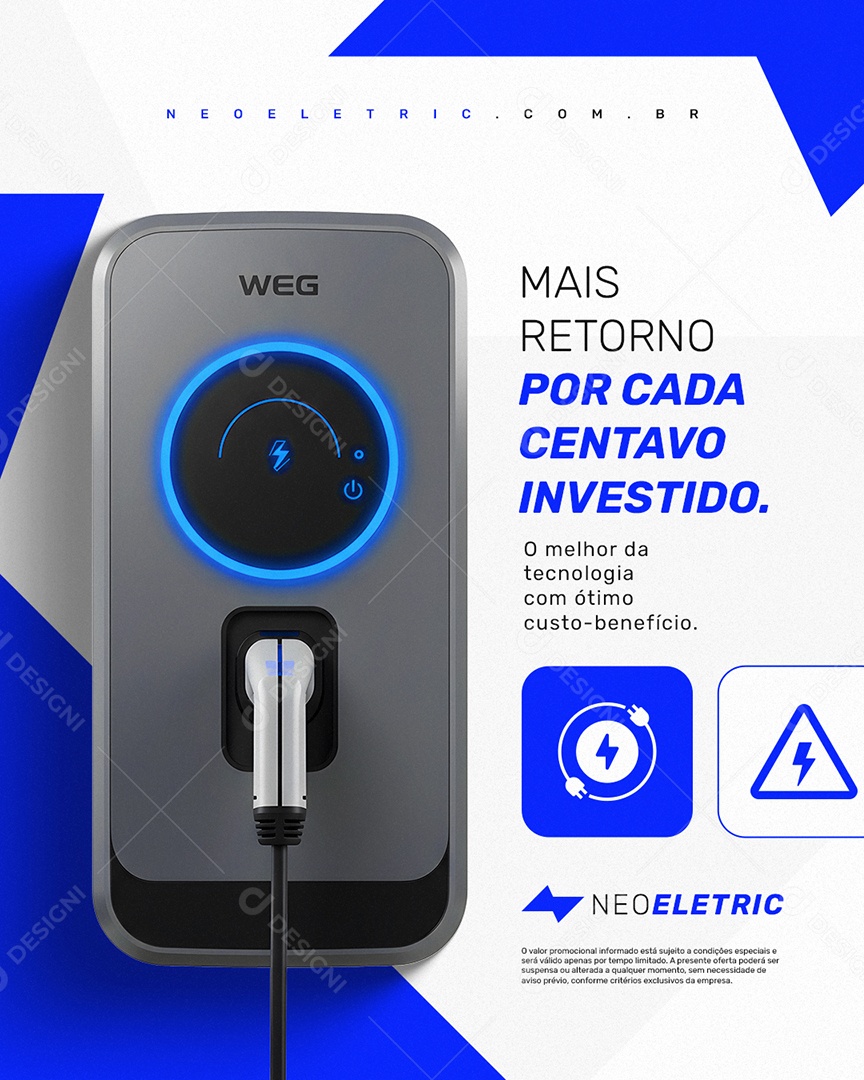 Eletroposto Mais Retorno por Cada Centavo Investido Social Media PSD Editável